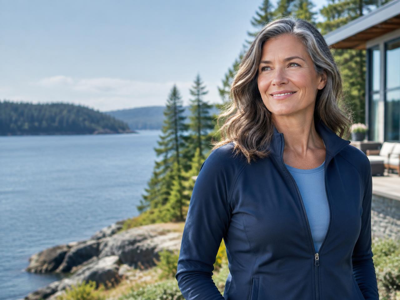 Confident active woman enjoying the Canadian outdoors